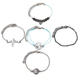 5 Piece Heartbeat Bracelet Set 18K White Gold Plated Bracelet in 18K White Gold Plated