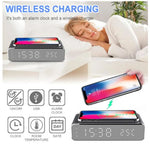 LED Electric Alarm Clock Mirror Clock with Phone Wireless Charger