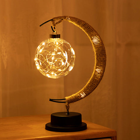 LED Moon Sepak Takraw Lamp Line Rattan Handmade Hemp Rope